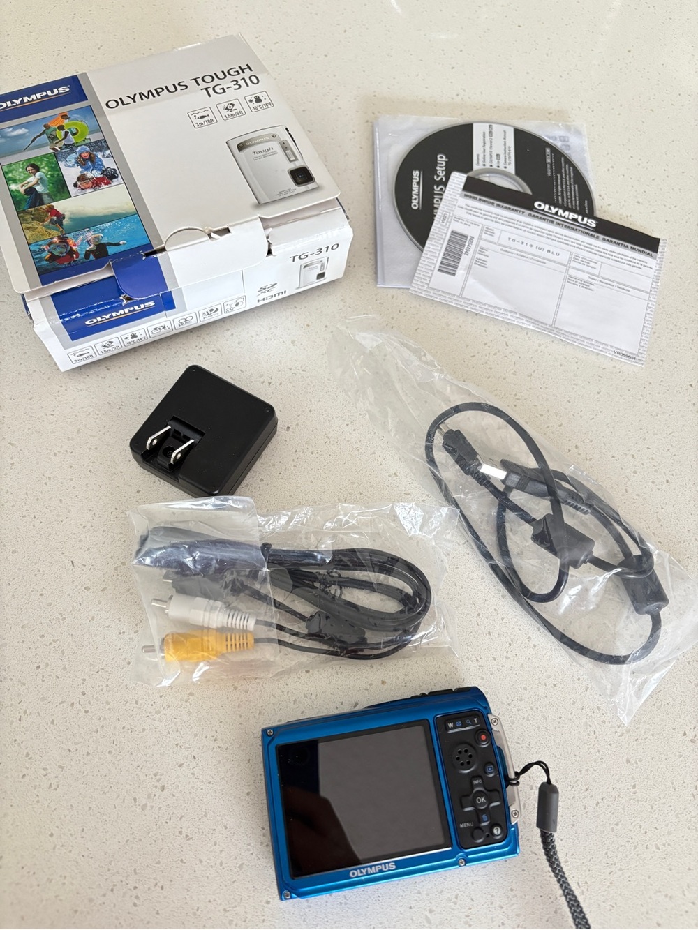 Olympus TG-310 Metallic Blue Compact Camera with Accessories